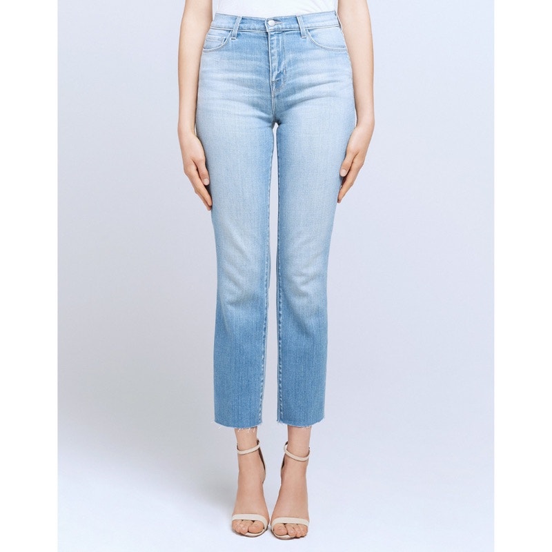Lâagence Sada Straight Leg High Rise Raw Hem Light Wash Jeans Size 25